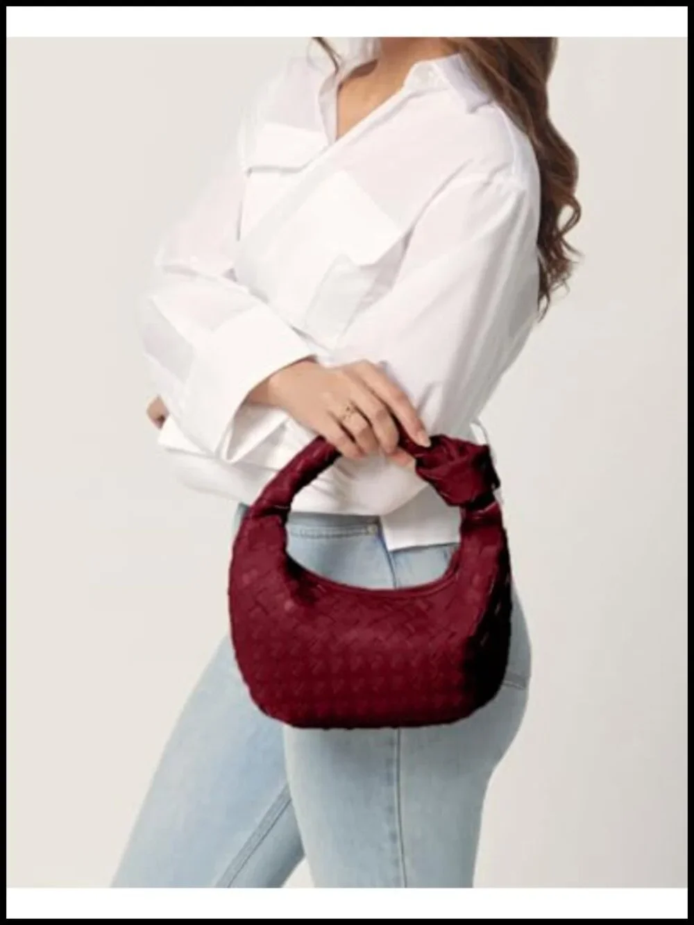 Small Hobo Bag with Knotted Top Handle - Vegan Leather Clutch